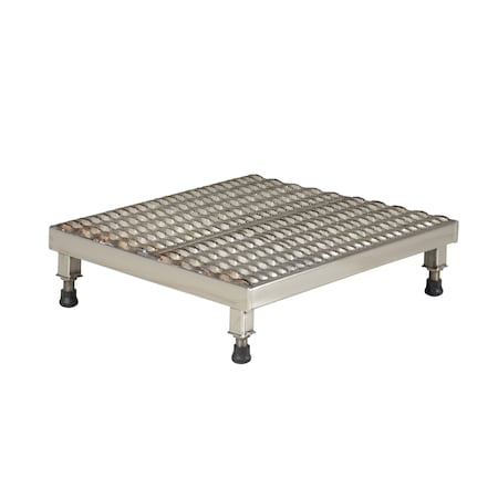 Vestil Adjustable Stand, 6-3/4-8-3/4 H 24 x 24, 6.75 Overall Height, Stainless Steel, Silver AHW-L-2424-SS